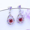 new products 2018 white gold plated earrings sapphire glass earrings